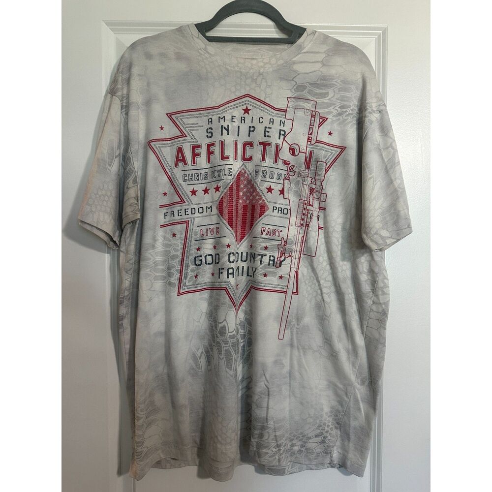 Affliction Chris Kyle American Sniper Graphic T-Shirt | Men's 2XL | Gray